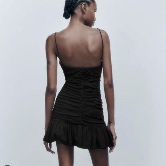 Zara Black Mini Dress with Ruffles - Picture 1 of 3